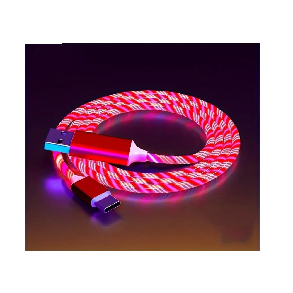 ΚΑΛΩΔΙΟ ΦΟΡΤΙΣΗΣ TYPE C ΦΩΤΙΖΟΜΕΝΟ ΚΟΚΚΙΝΟ 1Μ