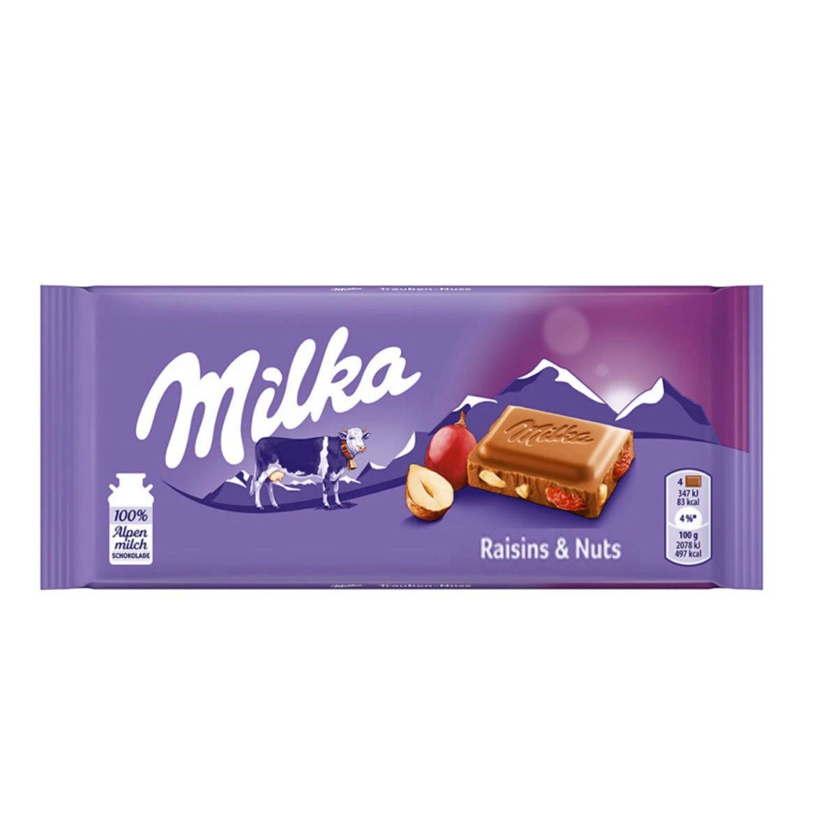 ΣΟΚΟΛΑΤΑ MILKA RAISINS & NUTS 90gr