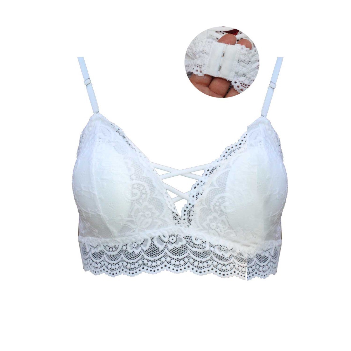 BRALETTE ΜΕ ΔΑΝΤΕΛΑ & ΕΝΙΣΧΥΣΗ ΛΕΥΚΟ