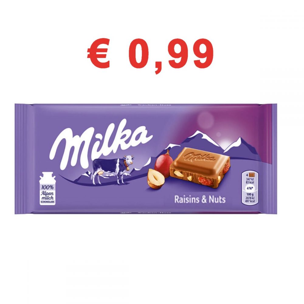 ΣΟΚΟΛΑΤΑ MILKA RAISINS & NUTS 100gr
