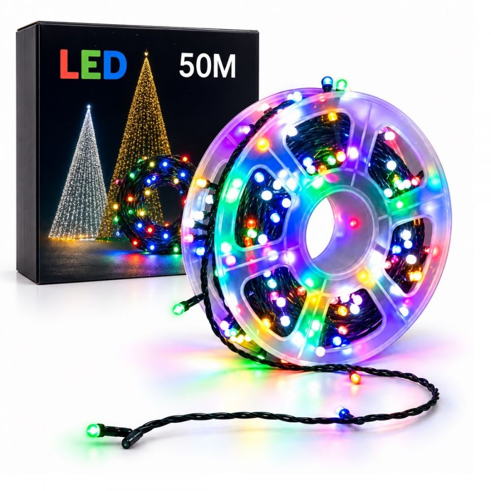 ΛΑΜΠΑΚΙΑ LED ΣΕΙΡΑ ΕΞΩΤΕΡΙΚΟΥ ΧΩΡΟΥ 50 ΜΕΤΡΩΝ ΜΕ ΠΡΟΓΡΑΜΜΑ ΠΟΛΥΧΡΩΜΑ