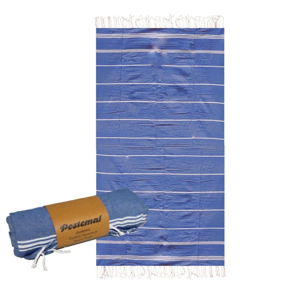 ΠΕΤΣΕΤΑ ΘΑΛΑΣΣΗΣ PESTEMAL ΛΕΠΤΕΣ ΡΙΓΕΣ 90 X 180cm ΜΠΛΕ