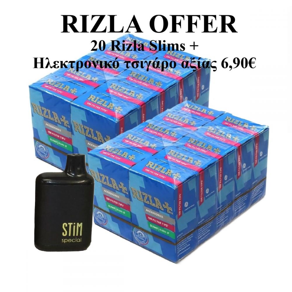 ΠΡΟΣΦΟΡΑ ΦΙΛΤΡΑ RIZLA SLIM 6mm 20ΤΕΜ+STIM SPECIAL